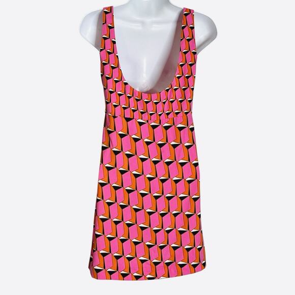 Diane Von Furstenberg x Target DVF Mini Shift Dress Size 8 Pink Modern Geo Print - Picture 3 of 8